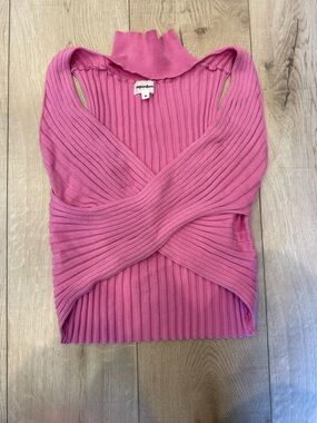 superdown Ribbed Hot Pink Cross-Front Sleeveless Tank